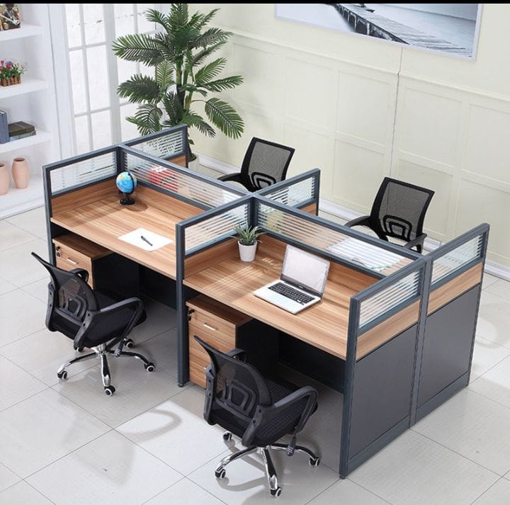 4Way Workstation with Movable Drawers-Brown KZ204-4
